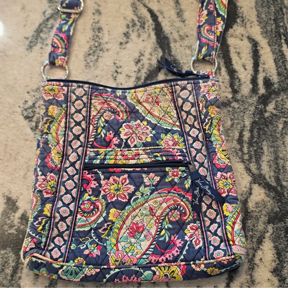 Vera Bradley Hipster Crossbody Bag Vines Floral Navy Pink Quilted Retired